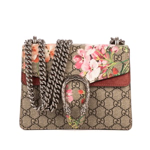 Gucci Blooms Dionysus Mini en Beige/Borgoña Lienzo recubierto
