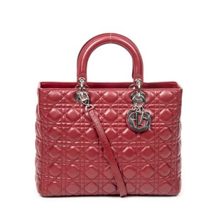 Dior Large Lady Dior Zip  en Borgoña Cuero de ternero