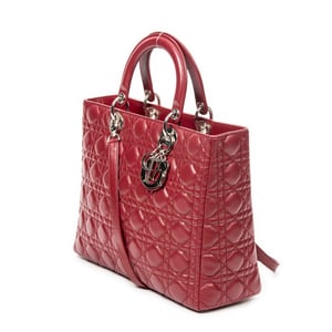 Dior Large Lady Dior Zip  en Borgoña Cuero de ternero