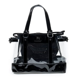 Burberry Blue Label Transparent Tote  en Transparente/Negro Lienzo