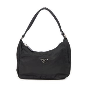 Prada Mini Zip Hobo  en Black Lienzo