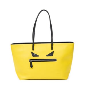 Fendi Monster Eyes Roll Zip Tote  en Amarillo/Negro Cuero de ternero