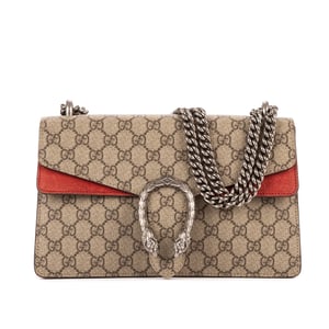 Gucci Dionysus Small en Beige/Rojo Lienzo recubierto