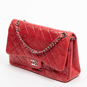 Chanel Ltd. Ed. Lizard Skin Jumbo Classic Double Flap  en Red Cuero de ternero