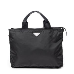 Prada Medium Square 2-Way Tote  en Black Lienzo