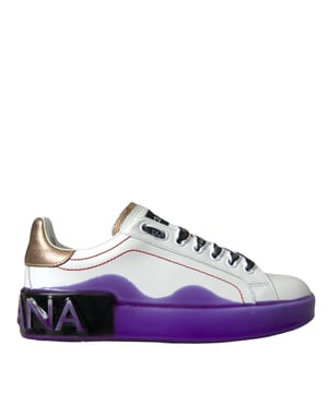 Zapatillas bajas de cuero blanco Portofino de Dolce & Gabbana