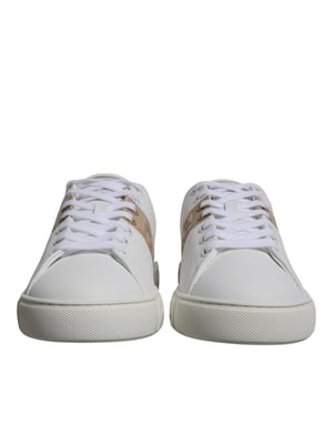 Zapatillas bajas para hombres Versace con print de greca en blanco y marrón de TPU