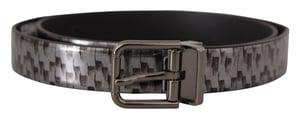 Cinturón de Cuero Gris con Hebilla de Metal 3D en Gris de Dolce & Gabbana con Diseño de Espiga
