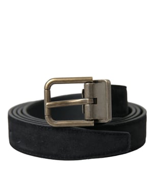 Cinturón de Piel de Ante Negro con Hebilla de Metal Dorado de Dolce & Gabbana