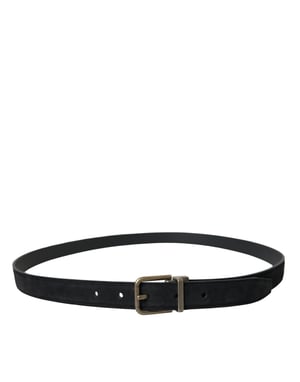 Cinturón de Piel de Ante Negro con Hebilla de Metal Dorado de Dolce & Gabbana