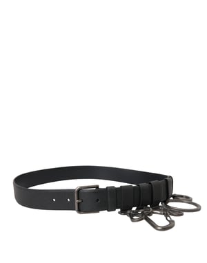 Cinturón de cuero de ternera negro con hebilla de metal plateado de Dolce & Gabbana