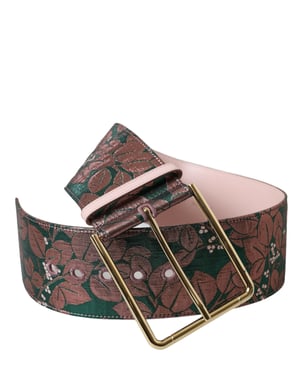 Cinturón de Lurex Jacquard Floral Multicolor con Hebilla Dorada de Dolce & Gabbana