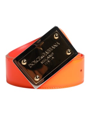 Cinturón de hebilla de metal con logo en tono dorado naranja de Dolce & Gabbana
