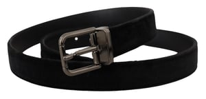Cinturón de Metal con Hebilla de Logo en Tono Plateado Black Velvet de Dolce & Gabbana
