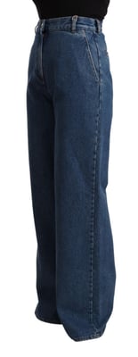 Jeans de mezclilla azul de algodón de cintura alta y pierna ancha de corte bota GCDS