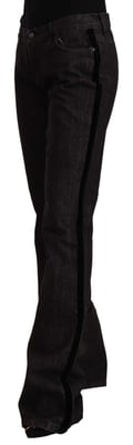 Jeans de mezclilla negro de cintura media con corte recto y de bota GF Ferre
