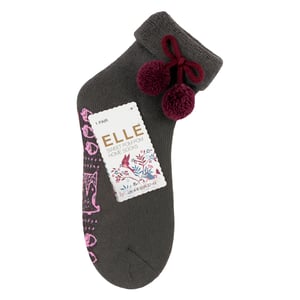 1 Par de Calcetines Pantufla de Lana para Dama con Pompones - Cálidos, Suaves y Cómodos