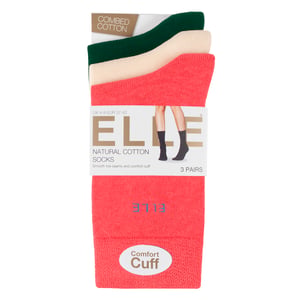 Pack de 3 Calcetines de Algodón Lisas para Damas - Suave, Transpirable, Confort Diario