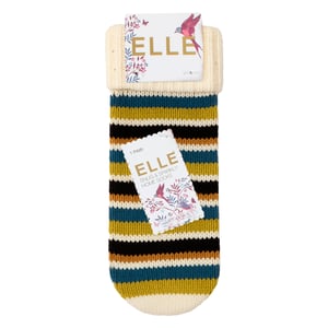 1 Par de Calcetines de Moño Grueso para Mujeres con Diseño Fair Isle - Calcetines de Casa de Invierno Cálidos