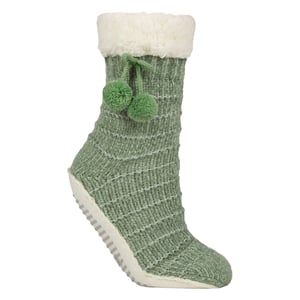 1 Par de Calcetas de Chenille para Damas con Suela de Mocasín - Confort Suave y Acogedor