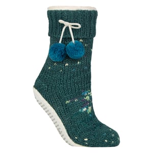 1 Par de Mocasines Gruesos para Dama Forrados de Sherpa con Pom Pom - Confort Cálido