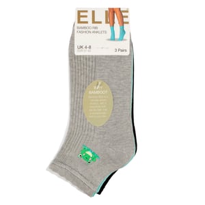 Paquete de 3 calcetines cortos de mujer con canalé y volante - Ajuste suave y elegante para el uso diario