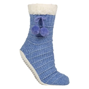 1 par de calcetines de chenilla para mujeres con suela de mocasín - suave y cálido confort
