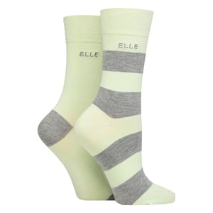 Paquete de 2 calcetines de bambú para mujeres a rayas y lisos - Suave y transpirable para la comodidad diaria