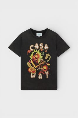 Camiseta Impresa Casablanca Music For The People Negra Desgastada