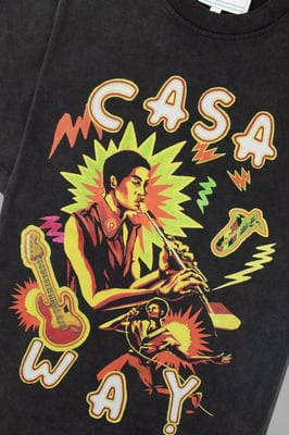 Camiseta Impresa Casablanca Music For The People Negra Desgastada