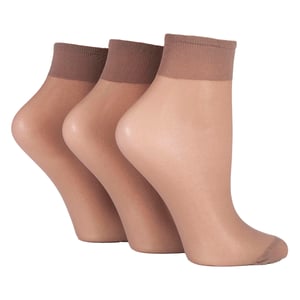Paquete de 3 Medias de Tobillo para Dama 15 Denier 100% Nailon - Comodidad Ligera y Transparente