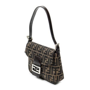 Fendi Square Flap  en Beige/Marrón oscuro Lienzo