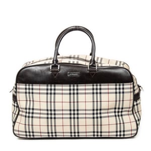 Burberry Travel Boston  en Beige/Marrón oscuro Lienzo