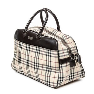 Burberry Travel Boston  en Beige/Marrón oscuro Lienzo