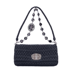 Miu Miu Crystal Cloqué Clutch  en Black Cuero de ternero