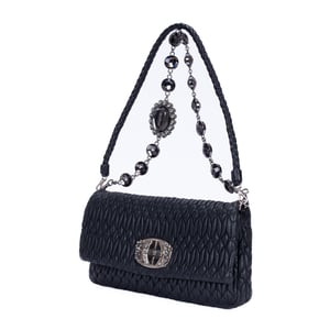 Miu Miu Crystal Cloqué Clutch  en Black Cuero de ternero