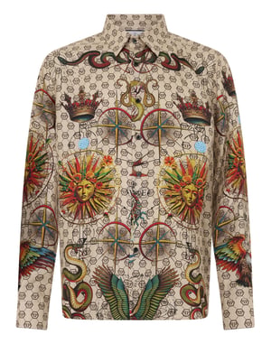 Silk Pajamas Shirt Monogram Tattoo