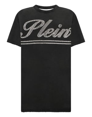 Open Back T-Shirt Dress Strass Signature