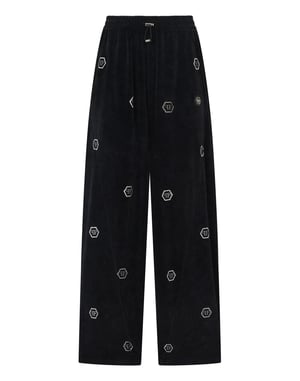 Chenille Skater Fit Tracksuit Pants Monogram Strass