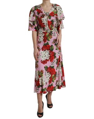 Vestido de Seda Floral Modelo Midi