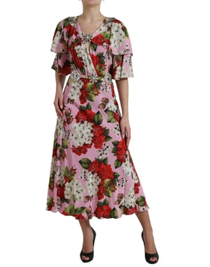 Vestido de Seda Floral Modelo Midi