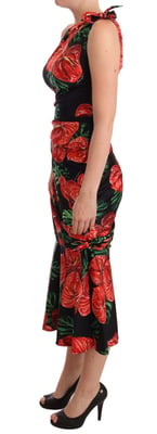 Vestido Midi Ajustado con Un Hombro Floral