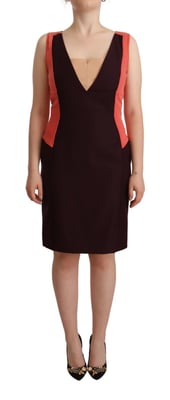 Vestido de tubo sin mangas con escote en V a bloques de color