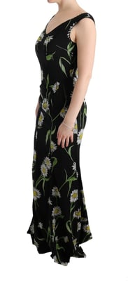 Vestido Maxi Sin Mangas con Estampado de Margaritas y Escote en V