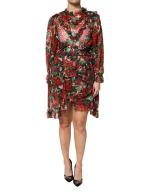 Vestido Mini con Estampado Floral y Volantes