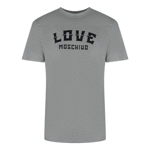 Camiseta Gris Con El Logo Llamativo De Love Moschino