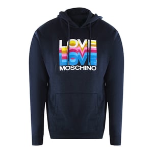 Sudadera Con Capucha Azul Marino Con Logotipos Múltiples De Love Moschino