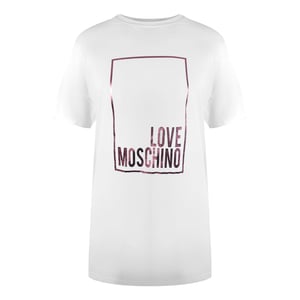 Camiseta Blanca Con Logo De Caja Brillante De Love Moschino