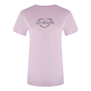 Camiseta Rosa Con Logo De Corazón Brillante De Love Moschino