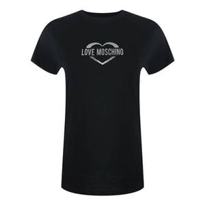 Camiseta Negra Con Logo De Corazón Brillante De Love Moschino